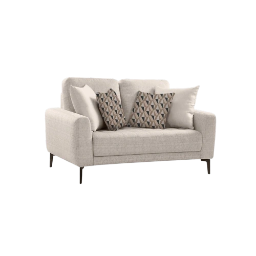 Shop the Vassio Clera 2 Seater Beige Sofa – upholstered in premium fabric with sturdy black metal legs, modern design, perfect for living rooms, offices.....