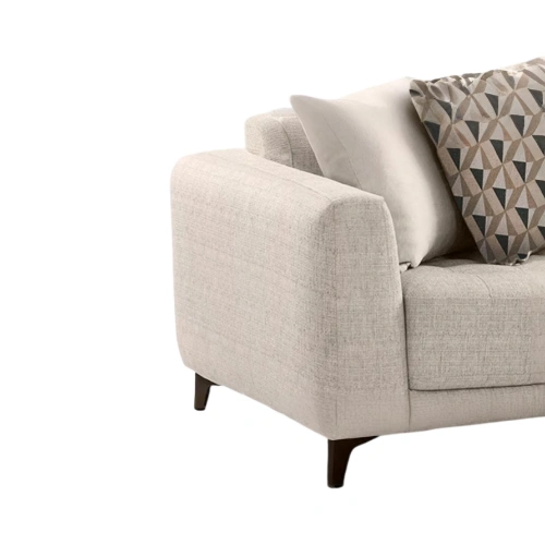 Shop the Vassio Clera 2 Seater Beige Sofa – upholstered in premium fabric with sturdy black metal legs, modern design, perfect for living rooms, offices.....