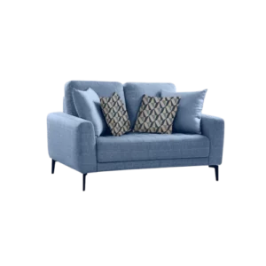 Shop the Vassio Clera 2 Seater Blue Sofa – upholstered in premium fabric with sturdy black metal legs, modern design, perfect for living rooms, offices.....