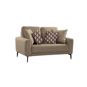 Shop the Vassio Clera 2 Seater Brown Sofa – upholstered in premium fabric with sturdy black metal legs, modern design, perfect for living rooms, offices.....