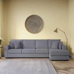 Shop Online Evora Fabric L Shape Sofa 3 + Lounger Grey