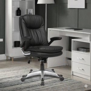 Vassio Pebble Adjustable Arm Chair Black – Ergonomic Leatherette Office Chair with Adjustable Armrests and Recline