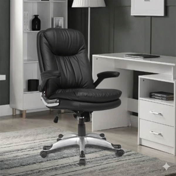 Vassio Pebble Adjustable Arm Chair Black – Ergonomic Leatherette Office Chair with Adjustable Armrests and Recline
