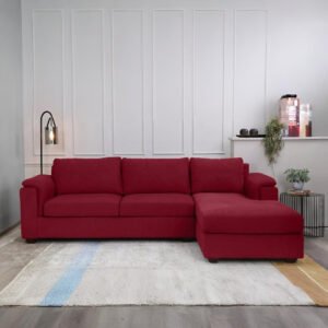 Buy Harmony Fabric LHS Sectional Sofa (3 + Lounger) Red in India