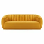 Kaira 3 Seater Sofa Yellow – Contemporary Velvet Sofa with Deep Channel Tufting and Hardwood Frame by Vassio