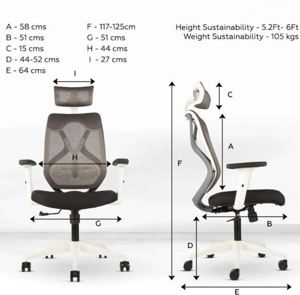 Shop Liva High Back Ergonomic Office Chair Grey Back & Black Seat