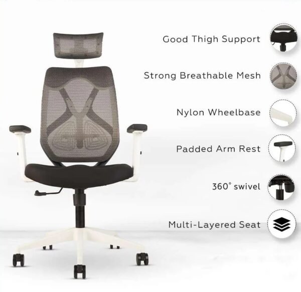 Shop Liva High Back Ergonomic Office Chair Grey Back & Black Seat