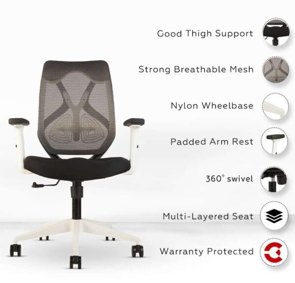 Shop Liva MB Office Chair Grey Mesh Back & Black Seat » Vassio