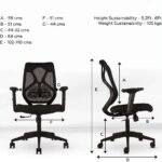 Liva Medium Back Office Chair in Black by Vassio featuring breathable mesh back, cushioned seat, adjustable height, and durable nylon base for home or office use.