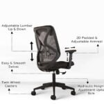 Liva Medium Back Office Chair in Black by Vassio featuring breathable mesh back, cushioned seat, adjustable height, and durable nylon base for home or office use.