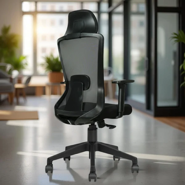 Livor High Back Office Chair Black with Nylon Base – Vassio