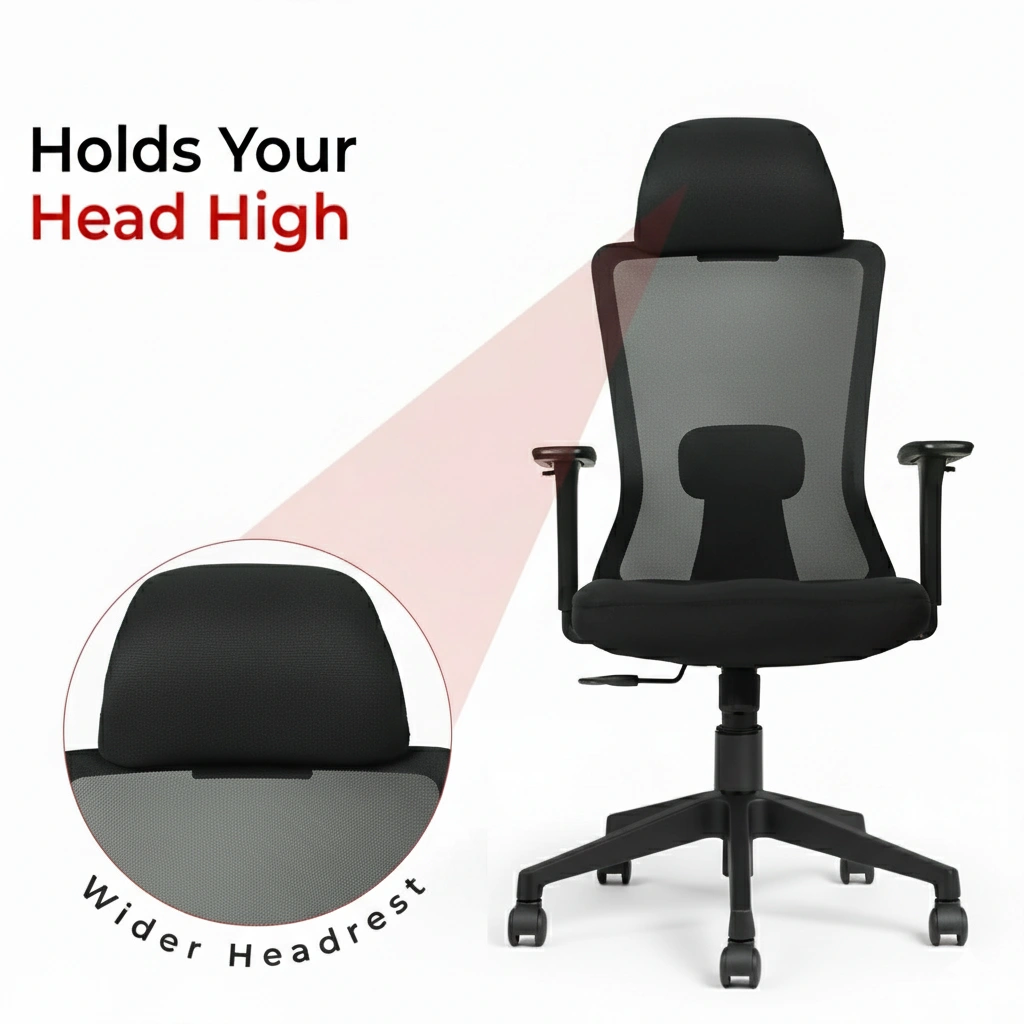 Livor HB Mesh Chair Black 4 Livor High Back Office Chair Black with Nylon Base – Vassio