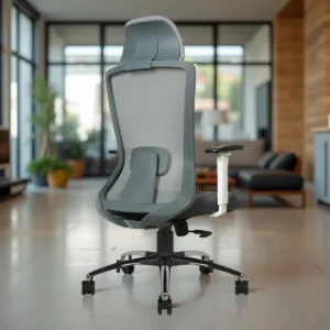 Livor High Back Office Chair Grey by Vassio – Ergonomic Mesh Chair