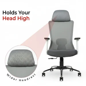 Livor High Back Office Chair Grey by Vassio – Ergonomic Mesh Chair
