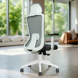 Livor High Back Chair White Back | Grey Mesh | Grey Seat (Nylon Base) – Vassio