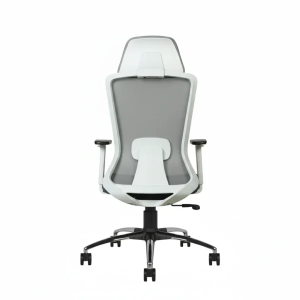 Livor High Back Office Chair White Back with Grey Mesh and Grey Seat – Vassio