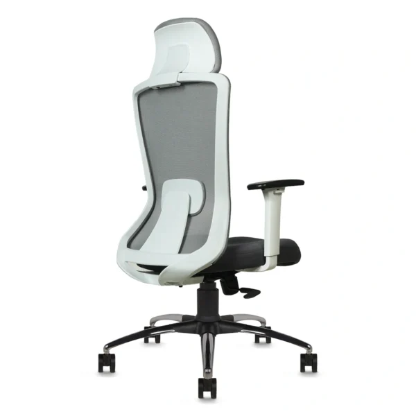 Livor High Back Office Chair White Back with Grey Mesh and Grey Seat – Vassio