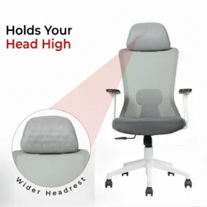 Livor High Back Chair White Back | Grey Mesh | Grey Seat (Nylon Base) – Vassio