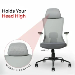 Livor High Back Office Chair White Back with Grey Mesh and Grey Seat – Vassio