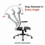 Livor High Back Office Chair White Back with Grey Mesh and Grey Seat – Vassio