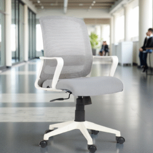 Shop Online Orbit Computer Chair Grey & White | Vassio Revolving Chair for Office & Home – 24 Months Warranty