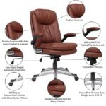 Vassio Pebble Adjustable Arm Chair Brown | Ergonomic Leatherette Office Chair