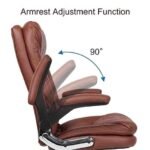Vassio Pebble Adjustable Arm Chair Brown | Ergonomic Leatherette Office Chair
