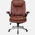 Vassio Pebble Adjustable Arm Chair Brown | Ergonomic Leatherette Office Chair