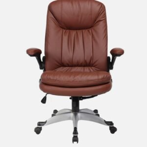 Vassio Pebble Adjustable Arm Chair Brown | Ergonomic Leatherette Office Chair
