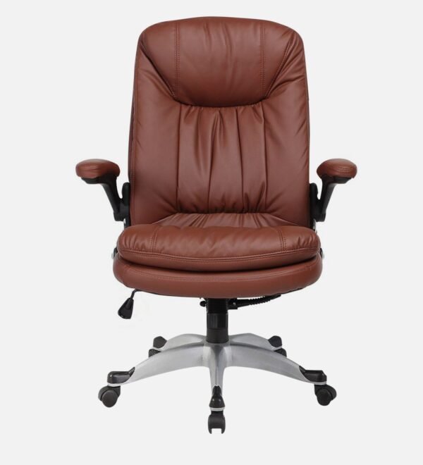 Vassio Pebble Adjustable Arm Chair Brown | Ergonomic Leatherette Office Chair
