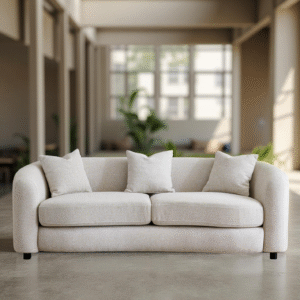 Solace Fabric 3 Seater Sofa with Cushions in Beige by Vassio