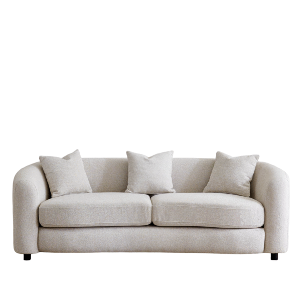 Solace Fabric 3 Seater Sofa with Cushions in Beige by Vassio
