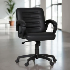 Terra Mid Back Office Chair Black Leatherette | Ergonomic Chair by Vassio