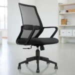 Trezza Mesh Office Chair Black with Nylon Base and Medium Back – Vassio