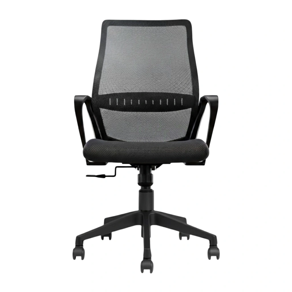 Trezza Mesh Revolving Chair Black 2 Trezza Mesh Office Chair Black with Nylon Base and Medium Back – Vassio