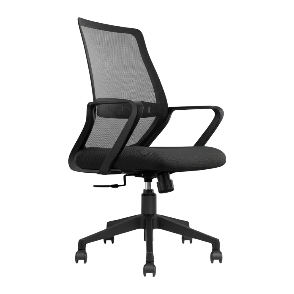 Trezza Mesh Revolving Chair Black 4 Trezza Mesh Office Chair Black with Nylon Base and Medium Back – Vassio