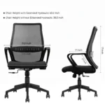 Trezza Mesh Office Chair Black with Nylon Base and Medium Back – Vassio