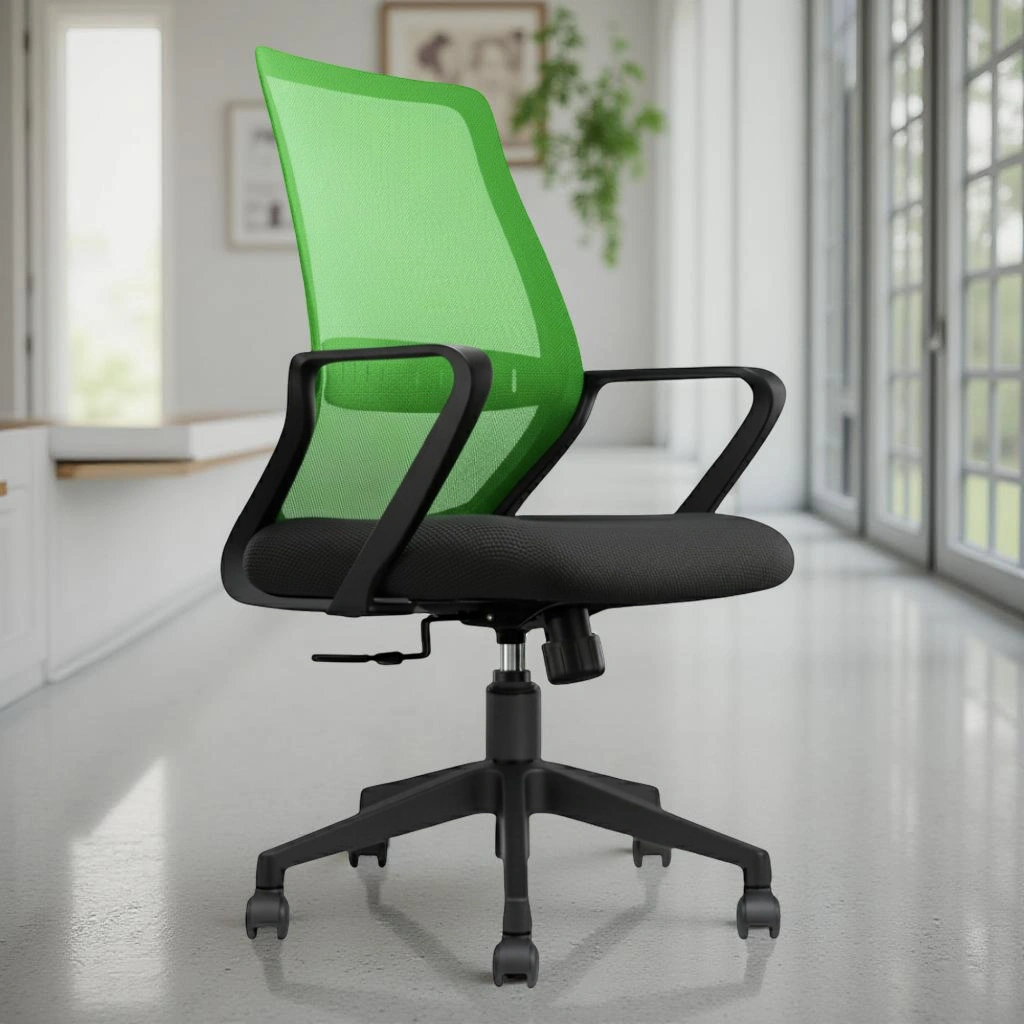Trezza Mesh Office Chair Green Back and Black Seat with Nylon Base – Vassio