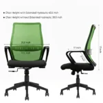Trezza Mesh Office Chair Green Back and Black Seat with Nylon Base – Vassio