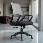 Trezza Mesh Office Chair Grey Back and Black Seat with Nylon Base – Vassio
