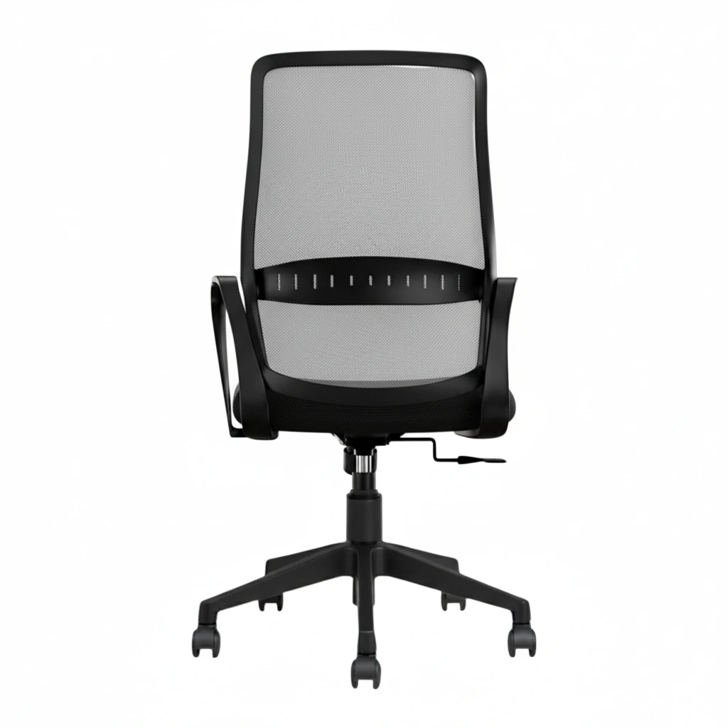 Trezza Mesh Office Chair Grey Back and Black Seat with Nylon Base – Vassio