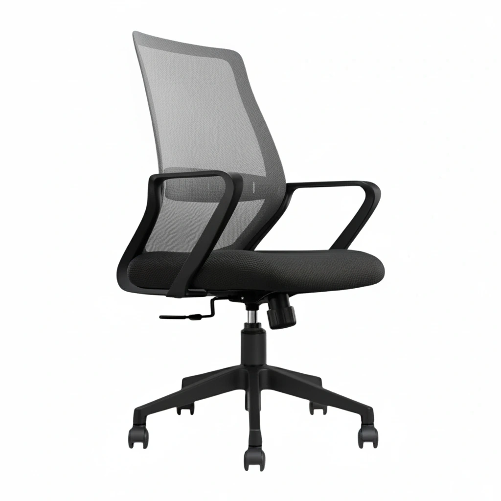 Trezza Mesh Office Chair Grey Back and Black Seat with Nylon Base – Vassio