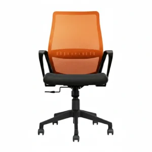 Trezza Mesh Office Chair Orange Back and Black Seat with Nylon Base – Vassio
