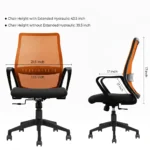 Trezza Mesh Office Chair Orange Back and Black Seat with Nylon Base – Vassio