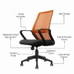 Trezza Mesh Office Chair Orange Back and Black Seat with Nylon Base – Vassio