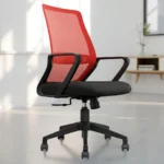 Trezza Mesh Office Chair Red Back and Black Seat with Nylon Base – Vassio