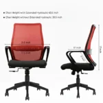 Trezza Mesh Office Chair Red Back and Black Seat with Nylon Base – Vassio