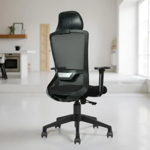 Trion Ergonomic Office Chair Full Black with Nylon Base | Premium Mesh Chair – Vassio