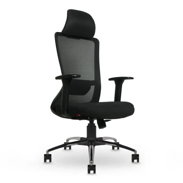 Trion Black Office Chair High Back | Ergonomic Mesh | Seat Slider, 2D Arms & Heavy Chrome Base