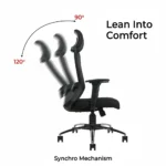 Trion Black Office Chair High Back | Ergonomic Mesh | Seat Slider, 2D Arms & Heavy Chrome Base